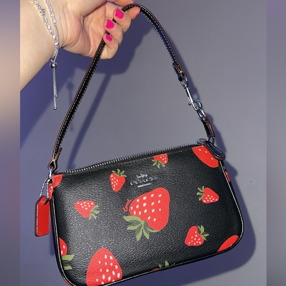 Coach Black Bag with Red Strawberry Design